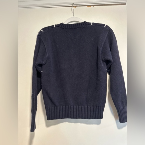 Vintage 90s Tommy Hilfiger Embroidered Geometric Nautical Crew Neck Sweater. - Picture 2 of 10
